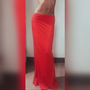 Red maxi skirt